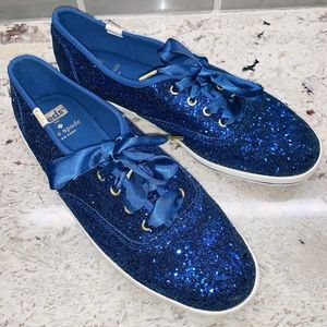 Kate Spade X Keds blue glitter sneakers